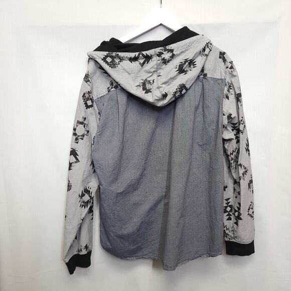 Foot Locker Hooded Button Down Shirt Size Xl Mens Gray Black​​ - Picture 4 of 4